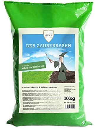 Linsor Zauberrasen, 10kg für 500m², schnellkeimende Rasensamen, hochwertige Samenmischung