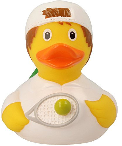 LILALU SHARE HAPPINESS – Badeente für Babies, Kinder und Erwachsene – Quietscheente – Tennisspieler Ente