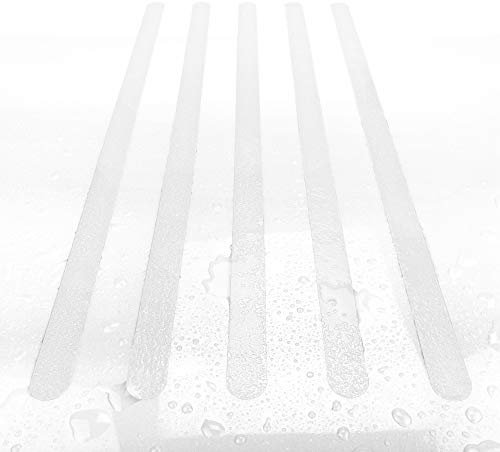 AnTina TAPES® weiße Anti-Rutsch-Aufkleber als Streifen für Dusche & Badewanne, Pads Zertifiziert rutschhemmend & selbstklebend, 8 Stück in Weiß, inkl. Reinigungsmittel