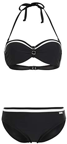 Lascana Damen Bügel-Bandeau-Bikini im Marine-Stil, elegant