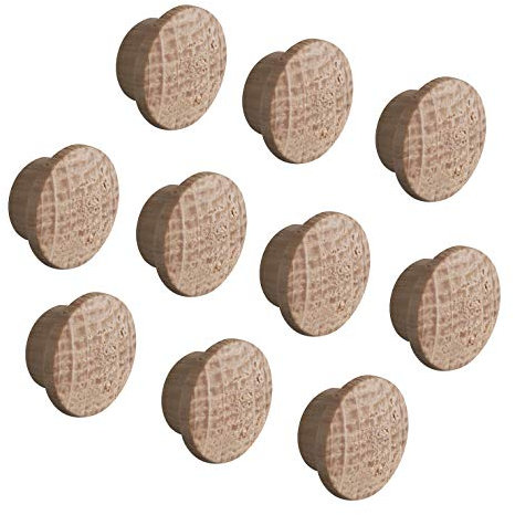 Gedotec Rohrstopfen rund Abdeckkappen Holz zum Kleben & Einlassen - H1136 | Abdeckungen für Blind-Bohrung Ø 8 mm | Massivholz Eiche natur | Gesamt Ø 13 mm | 20 Stück - Schrauben-Kappen für Bohr-Löcher
