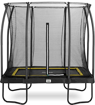 Salta Comfort Edition - Trampoline with Safety Net - 214 x 153/305 x 214/366 x 244 cm - Rectangular - Black/Green/Pink (214 x 153 cm, Black)