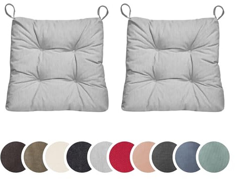 sleepling 2er Set Stuhlkissen, Sitzkissen Eva für Indoor und Outdoor, mit Klettverschluss, 100% Polyester, Made in EU, Maße: 40 (vorne), 35 (hinten) x 38 x 7 cm, hellgrau