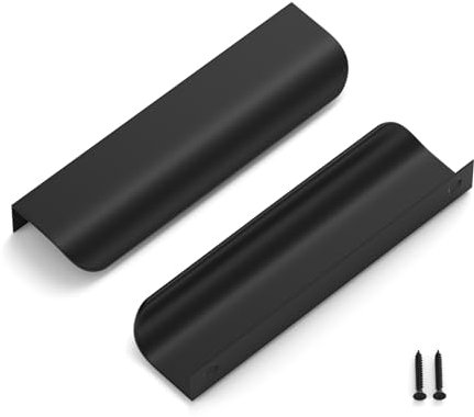 LONTAN 15 Stück Versteckte Schrankgriffe Schwarz 128mm Verdeckt Griffleiste Schubladengriffe Möbelgriffe Küchengriffe Türgriffe Küche Aluminium
