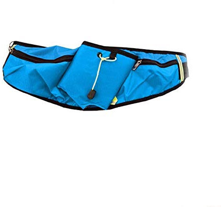 WENTS Sports Belt Bag Running Belt with Water Bottle Holder Waterproof Bum Bag Cycling Waist Bag Jogging Belt Dog Walking Bag for Travel Holidays Camping Climbing Hiking (Blue)