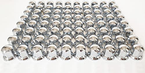 Sertplas Lot de 80 x 33 mm Camion Cache-Écrous Longue Roue Écrou Boulon Housses Chrome Voiture Cache Bouchon de Roue en ABS Plastique Chromé pour Camion, Remorque, Autobus