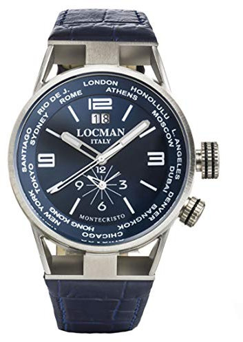 Locman Italy Herrenuhr Montecristo World Dual Time blau 44 mm Ref. 0508A02S