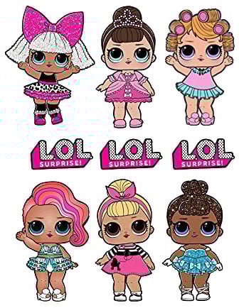 L.O.L. 6 Pieces 10 cm Cake Toppers, Birthday, Cake Decoration