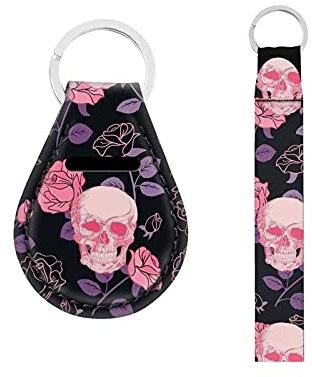 Kuiaobaty Lot de 2 porte-clés en néoprène durable, Tête de mort florale., taille unique
