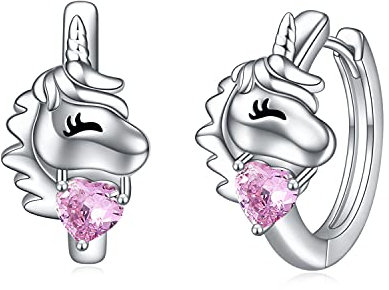 VONALA Mädchen Creolen Ohrringe 925 Sterling Silber Einhorn Ohrringe Schmuck Geburtstags Geschenk für Kinder