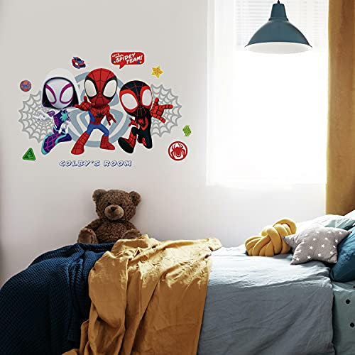RoomMates RMK4926GM Spidey and His Amazing Friends Kopfteil zum Abziehen und Aufkleben, Rot, Gelb, Blau, Grün, Orange, Lila, Grau