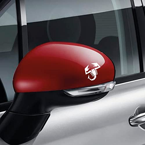 ADESIVI LOGO ABARTH SCORPIONI SPECCHIETTI 5OO ABARTH TUNING STICKER (BIANCO)