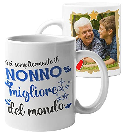 fashwork Tazza Personalizzata con Foto Nonno Sei semplicemente il nonno migliore del mondo Regalo con foto personalizzato