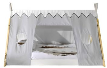 Vipack Tipi-Bett, 90 x 200 cm, Verschiedene Textilien, Natur/Weiß