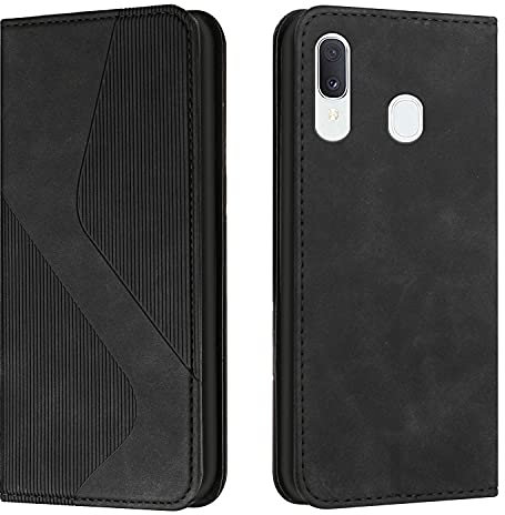 Mo-Somnus Kompatibel mit Samsung Galaxy A20E/A10E Hülle, Schutzhülle Samsung A20E/A10E, Magnet PU Leder Tasche Handyhülle Samsung A20E/A10E, Klappbar Samsung A20E/A10E Brieftasche Klapphülle (Schwarz)