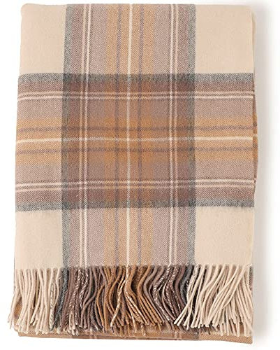VRBFF Schottische, Gemütliche, Wollige Tartan-Decke, Großer Mehrzweck-Teppich Aus Reiner Wolle, Größe 190 X 140 cm, 5 Verschiedene Tartanfarben Zur Auswahl (Khaki)