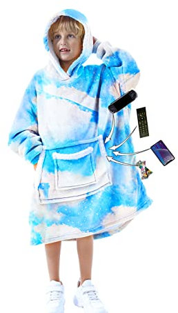 Birity® Kapuzenpullover-Decke für Kinder, super weiche und warme Kinderdecke, Schlafmäntel. Doppeltaschen, übergroße Decke, Hoodie, Sherpa-Fleece gefütterter Pullover mit Kapuze ist das beste Geschenk