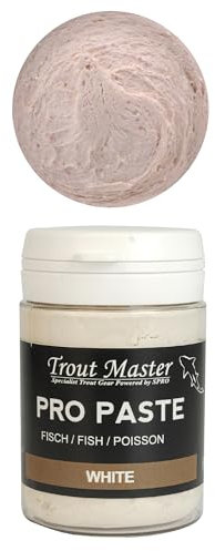 Trout Master Forellenpaste zum Forellenangeln 60g Pro Paste Teig, Farbe/Aroma:White Glitter/Fish