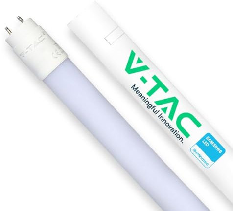 V-TAC 20W T8 LED-Schlauch, 150cm Nano-Kunststoff, 6500K Cool White, Samsung Chip, 2100 Lumen, Nicht drehbar, G13 Sockel, Energiesparend, 25.000 Stunden Lebensdauer