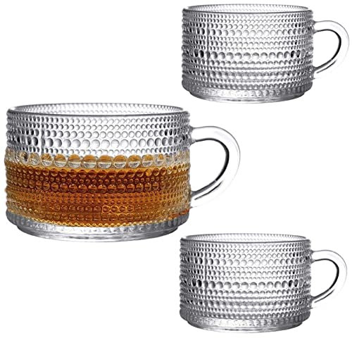KMERCE 2 tazze da caffè in vetro grande con manico, tazza di caffè al latte vintage, regalo perfetto per colazione, espresso, bevanda calda fredda, 500 ml