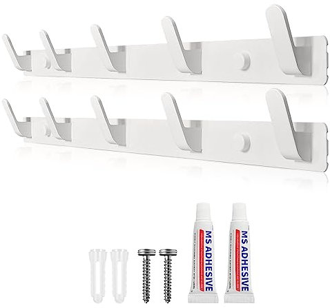 Sevenpers Garderobenhaken Weiß Kleiderhaken Hakenleiste mit 10 Haken Stabile Garderobenleiste für Jacken, Mäntel, Taschen, Hüte und Schals bieten und Mehr