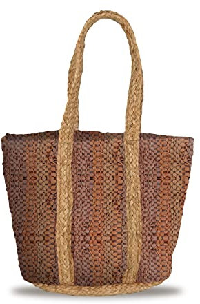 Banzaii sac de paille pour femme, sac à bandoulière coloré, sac d’été, sac de plage entièrement fait à la main Santorin Marron