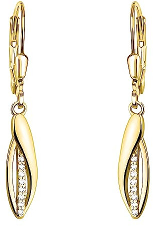 SOFIA MILANI - Damen Ohrringe 925 Silber - vergoldet/golden & mit Zirkonia Steinen - Oval Ohrhänger - E2165