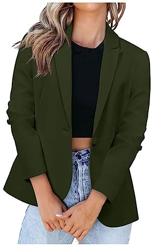 Giacche in pizzo per le donne Autunno Inverno Slim Tuniche da lavoro Blazer a più livelli Blazer tinta unita Capispalla Donna 2023 Trendy Y2K, X-253 Army Verde Lime, XXL