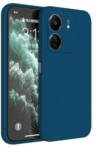 Topme Funda para Redmi 13C (4G) / Poco C65 (6.71 Inches) Carcasa Caja Case Estuche, Funda Protectora de Piel de Silicona TPU - Azul Zafiro