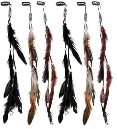 6 Stück Federn Haarschmuck Set, Feather Hair Clips, Clip In Feder Haarspange, Kopfschmuck Haarverlängerungen Mit Federn, Geeignet Für Fotografie, Rollenspiel, Mottoparty