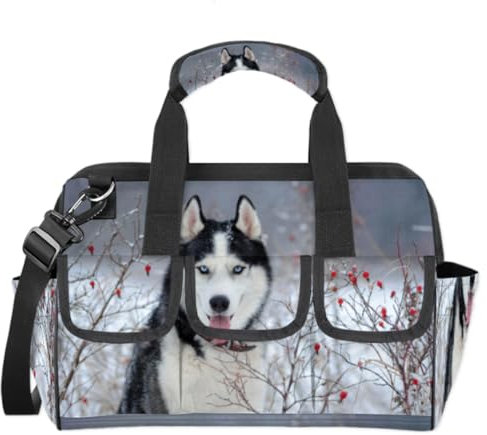 Bolsa de herramientas para perros husky siberianos, multifunción, organizador de herramientas, bolso de mano para electricistas, comerciantes, con correa para el hombro, bolsas de herramientas para