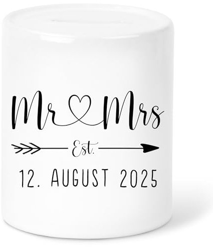 Mr und Mrs spardose personalisierte Hochzeitsspardose Hochzeitsgeschenk Geld zur Hochzeit Geldgeschenk Sparschwein Sparbüchse aus Keramik