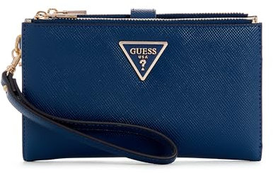 GUESS Laurel Damen-Geldbörse mit doppeltem Reißverschluss, Marineblau, Einheitsgröße