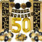 Geburtstagsdeko 50 Frauen Männer, 50 Geburtstag Deko, Deko Schwarz Gold Luftballon Geburtstag, Konfetti Luftballons, Happy Birthday Girlande Dekoration, Happy Birthday Tür Banner, Lametta Vorhang