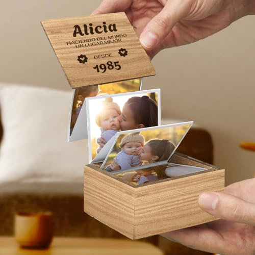 Transparent Gift Caja Álbum de Fotos Acordeón con Fecha un Lugar Mejor. Regalos para Familiares, Amigos y Pareja. Cajas Sorpresa Personalizadas. Regalos Originales para Mujer y Hombre en Cumpleaños