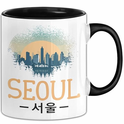 Seoul Tasse Geschenk Südkorea South Korea Kpop Kaffee-Becher (Schwarz)