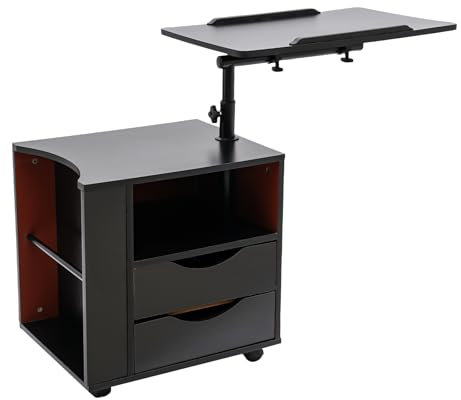 Laptop-Schreibtisch Nachttisch Abnehmbarer Schlafzimmerschrank Home Multifunktions-Hubtisch Multifunktions-Stauschrank - schwarz