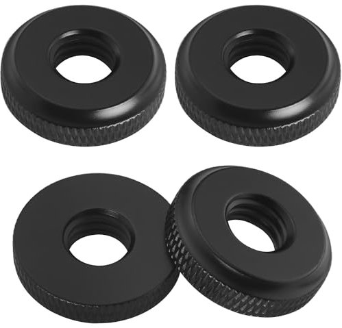 LUORNG 4PCS Microphone Camera Tripod Screws Hot Shoe Locking Knob Nut Hole 3/8 inch Aluminum Alloy Thumb Wheel Lock Nut Adapter Suitable for Selfie Sticks Tripod Screws