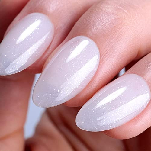 Ozzeal Jelly UV Nagellack - 15ML Milchig Weißer Silber Glitzer Gelee Transparent Nackt Frühling Sommer Gel Polish - Soak Off UV LED für Nail Art