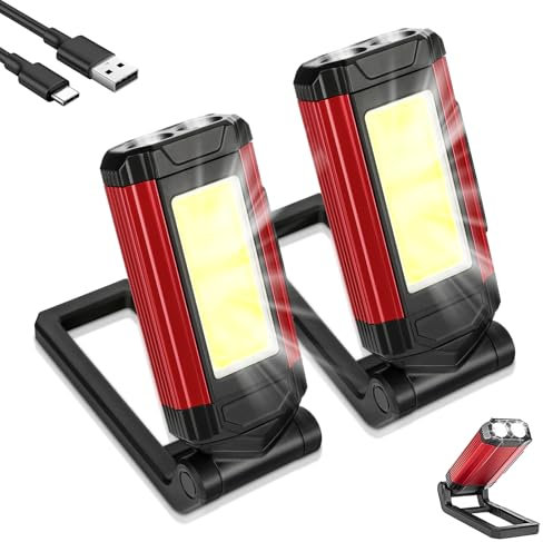 Led Werkstattlampe Arbeitsleuchte Aufladbar - 2800mAh Taschenlampe Werkstatt Handlampe mit 360 Schwenkfunktion und Magnetfuß ideal für Autoreparatur, Werkstatt und Camping Werkzeug Licht