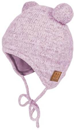maximo Baby-Mütze ausgenäht Struktur mit 2 Pompons Made in Germany 41 softlavendelmeliert