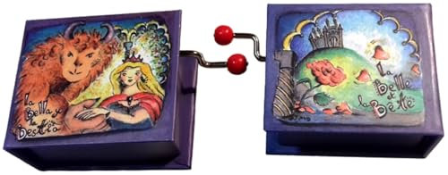 CAPRILO Libro Musical Decorativo de Cartón con Manivela LA Bella Y LA Bestia. Cajas Musicales. Regalos Originales. Detalles para Cumpleaños. Navidad y Reyes. PR