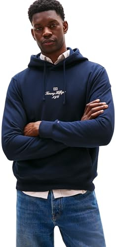 Tommy Hilfiger Herren Hoodie Outline Flag Script mit Kapuze, Blau (Desert Sky), XXL
