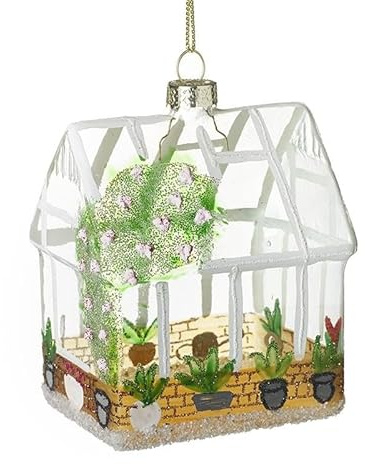Christmas Decoration, Mini Glass Greenhouse Bauble, Novelty Greenhouse Christmas Tree Bauble, Gardeners Gift, Plant Lovers Xmas Gift, Xmas Decoration, Fun Christmas Bauble
