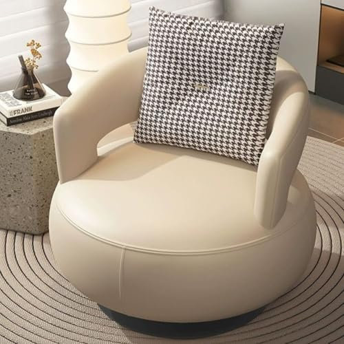 WEIDPHL Vielseitiger, Um 360 ° Drehbarer Ledersofa-Sessel, Gepolsterter Sessel, Lazy Sofa, Loungesessel Mit Armlehnen, Gemütlicher Sessel Für Wohnzimmer, Balkon,Beige
