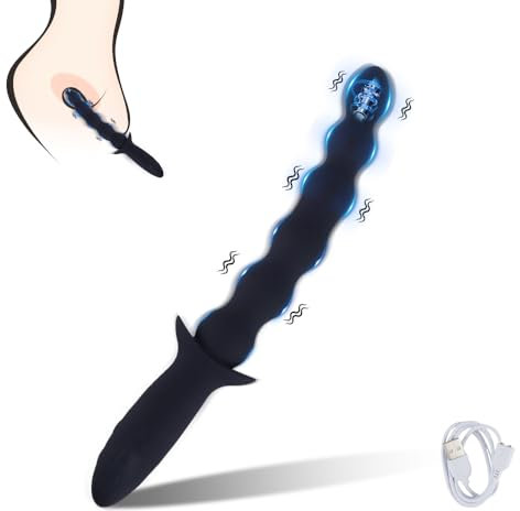 GKLWEJ Vibromasseur Anal, 21 Modes Vibration Silicone Plug Anal, Plug Vibrant avec 6 Perles, Plug Anale Prostate Homme, Puissant Silencieux, Masseurs de Prostate, Jouet Sexuel Adulte Femmes