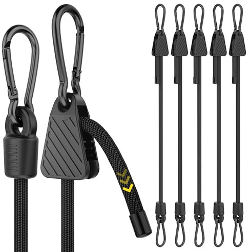 Expander mit Haken Verstellbar, 90cm Expander mit Karabinerhaken, Gepäckspanner schwarz 6er Set, 100% Latex Gummispanner für Sonnensegel, Tarpaulins, Garten, Fahrrad, Auto, Ladung