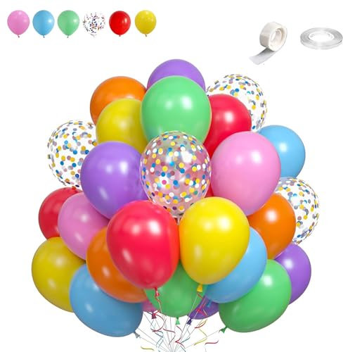 60 Stück Luftballons Bunt,12” Bunt Latex Ballons,Konfetti Ballons,Helium Luftballons,Partyballon Deko für Geburtstag Valentinstag Jubiläum Hochzeit Graduierung Feier Party