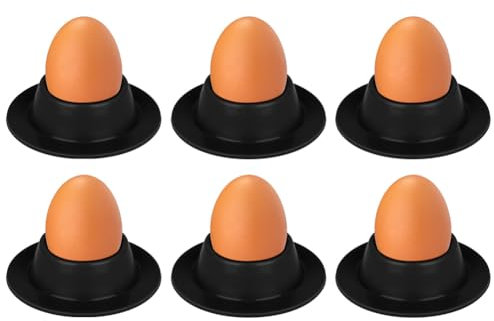 Vicloon Coquetiers, Lot de 6 Coquetiers en Silicone Noir, Support Oeuf a La Coque, Portable Ronde Oeuf Tasses Porte, Lavable, Coquetier Oeuf Empilables, Coquetiers pour Petit Déjeuner