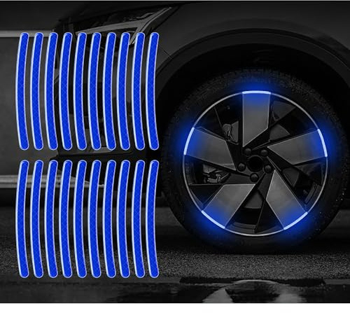 YPFYBHD 20 Stück Reflektierende Streifen für die Radnabe des Autos, Kompatibel für Dodge Caravan Challenger, Leuchtende Dekorative Aufkleber für die Nachtsicherheit,C-Blue